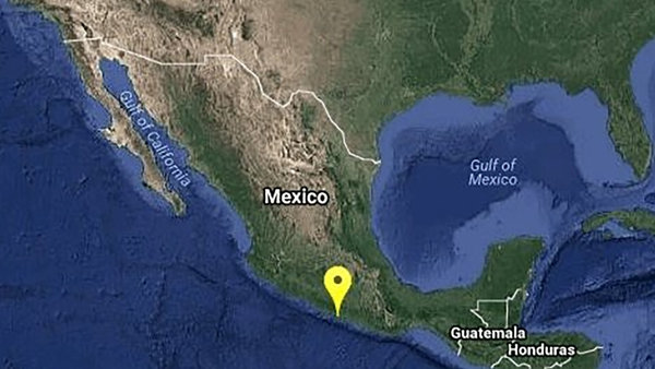 Epicentro del sismo que se registro en Acapulco, México.