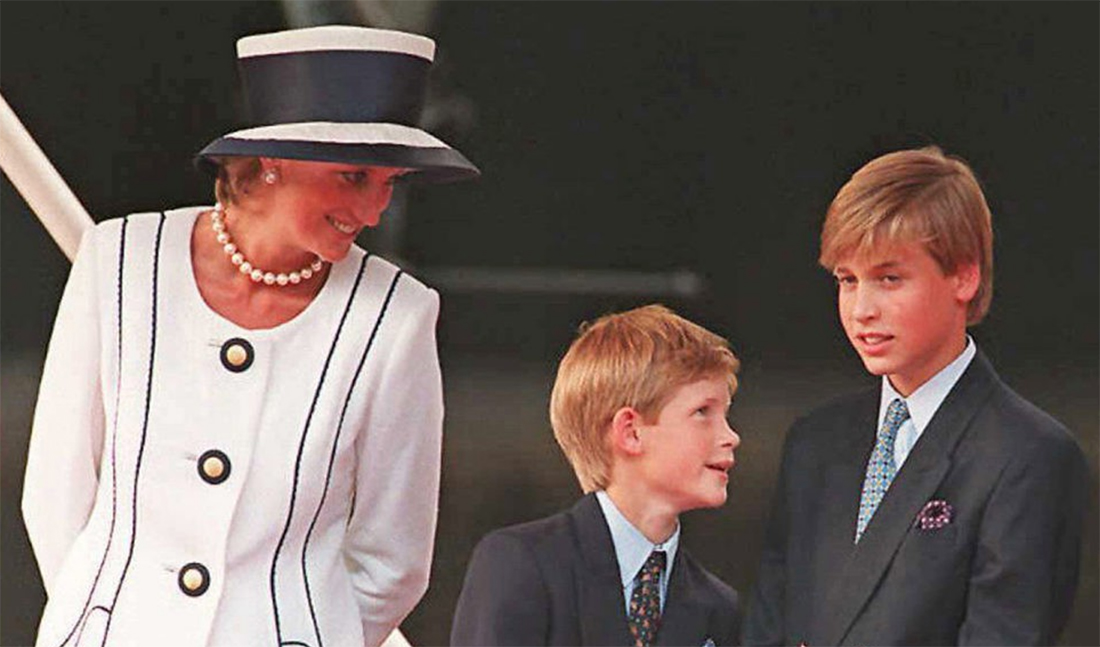 Princesa Diana e hijos Guillermo y Enrique en 1995
