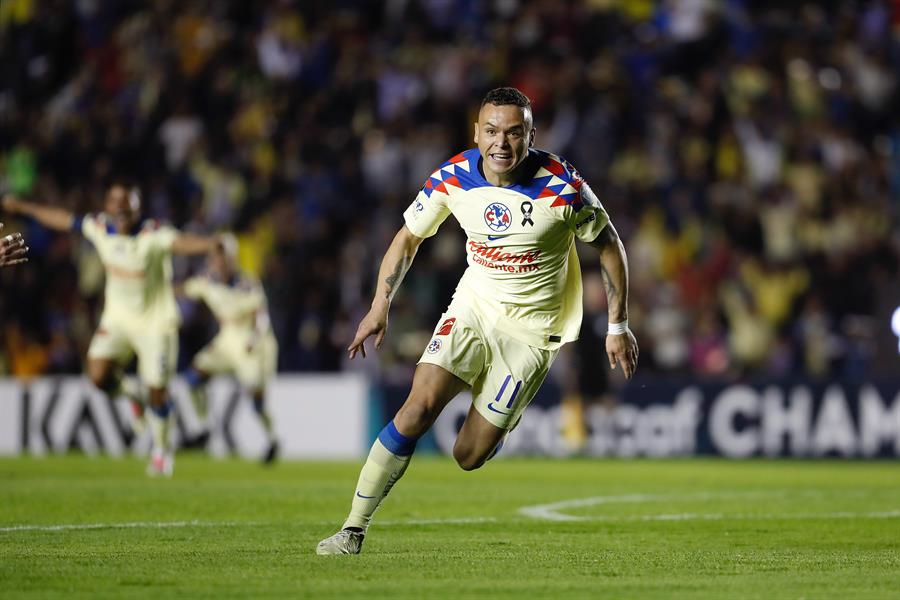 Jonathan Rodríguez del América celebra un gol este miércoles./EFE