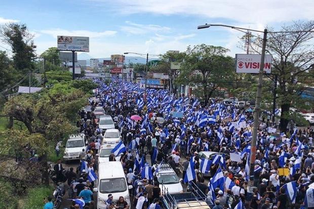 Autoconvocados en el sector de Carretera a Masaya. Foto: Cortesía.