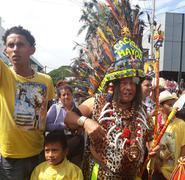 El Cacique Mayor se unió a la procesión en la rotonda Centroamérica. Foto: Elizabeth Reyes.