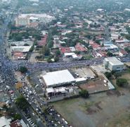 Vista aérea de la marcha Azul y Blanco en Managua. Foto: cortesía