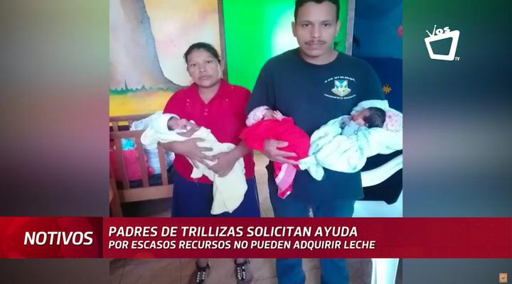 Padres de trillizos solicitan ayuda para comprar la leche de los bebés