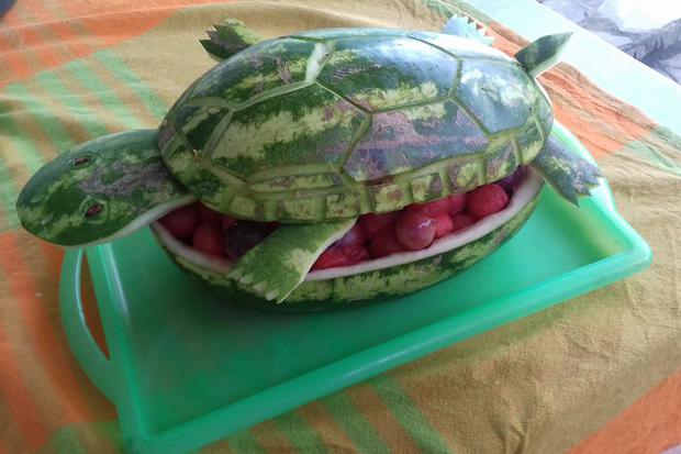 Arte mukimono: escultura en frutas y verduras