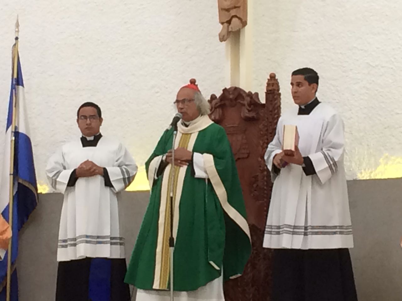 Cardenal Leopoldo Brenes durante la misa de este domingo. Foto: Walkiria Chavarría