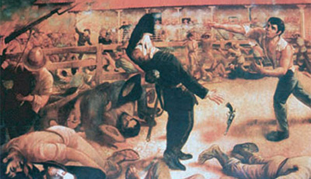 La pedrada de Andrés Castro o La Batalla de San Jacinto del pintor chileno Luis Vergara Ahumada.