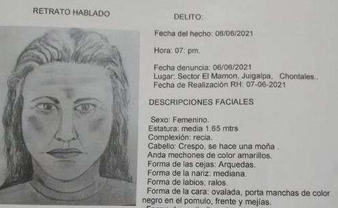 El retrato que hizo la Policía de la mujer que secuestró a la niña.