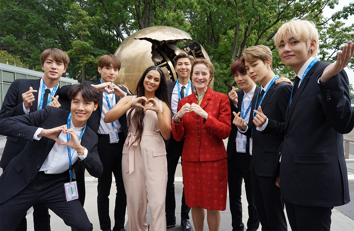 BTS en la sesión número 73 de la Asamblea General de las Naciones Unidas. Foto: Twitter Unicef USA