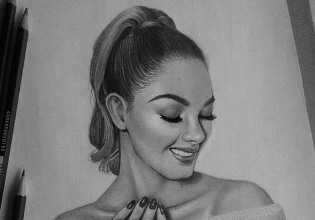 Dibujo de Miss Universo 2017 Demi-Leigh Nel Paters hecho por el nicaragüense Bayardo Montecinos. Tomada de su Twitter @bmontecinos97