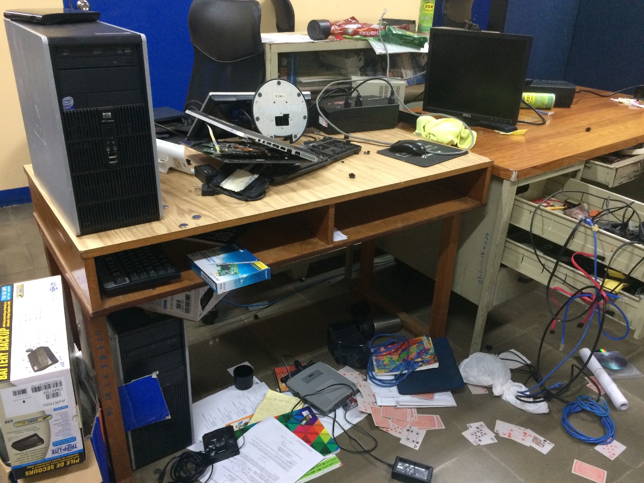 Parte de los destrozos en la Universidad Nacional de Ingeniería (UNI).