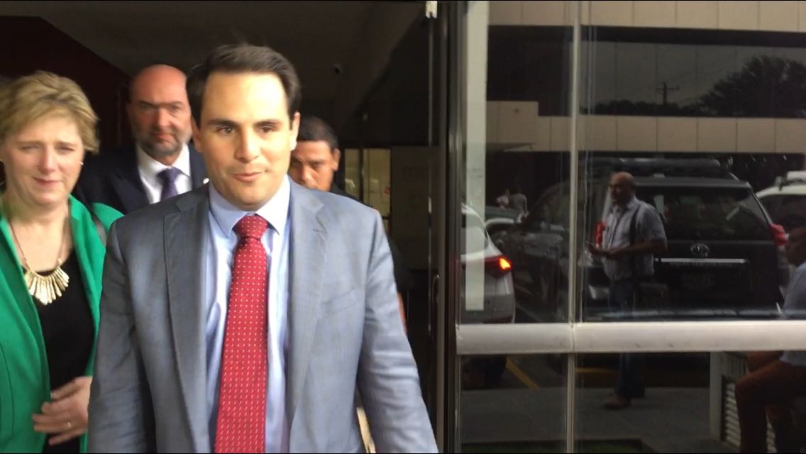Carlos Trujillo durante su visita a Nicaragua, acompañado de la embajadora estadounidense Laura Dogu. Foto: Gerall Chávez