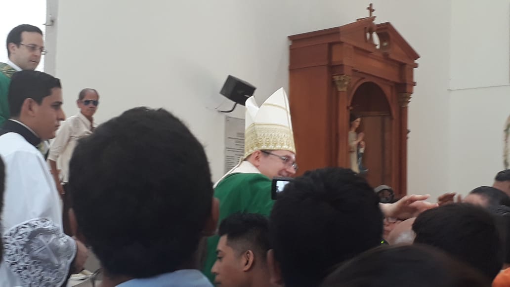 Stanislaw Waldemar Sommertag, nuevo nuncio apostólico en Nicaragua, durante la misa de este domingo en la Catedral de Managua. Foto: Elizabeth Reyes.