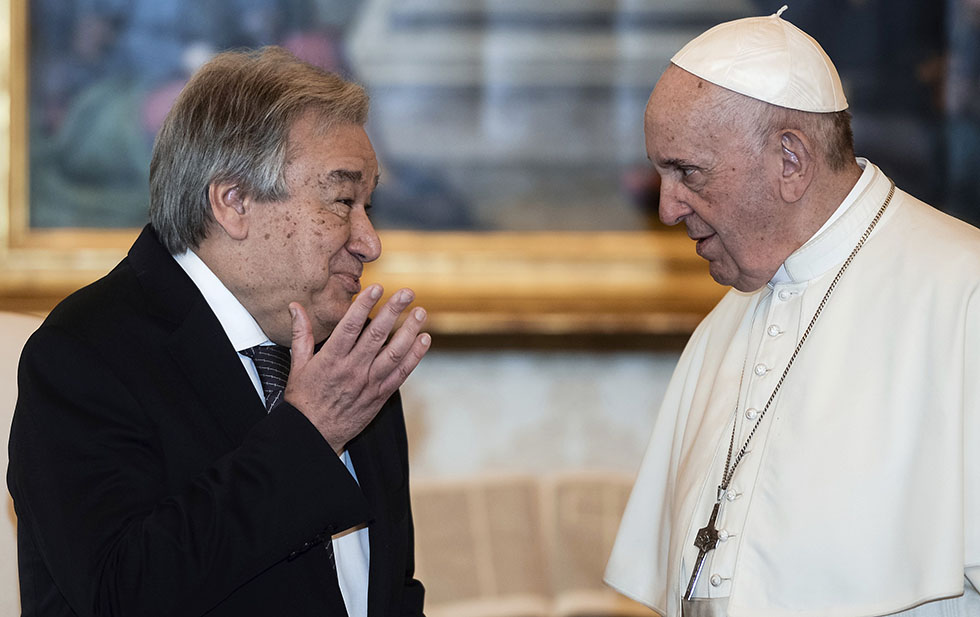 Papa Francisco y el jefe de la ONU / Cortesía