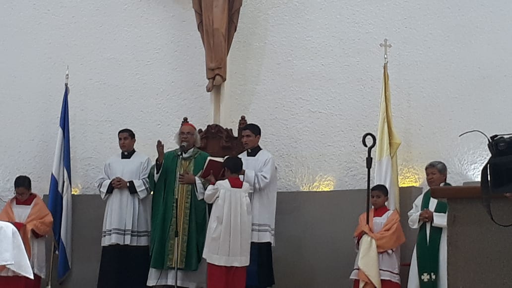 Cardenal Leopoldo Brenes durante la misa de este domingo. Foto: Elizabeth Reyes