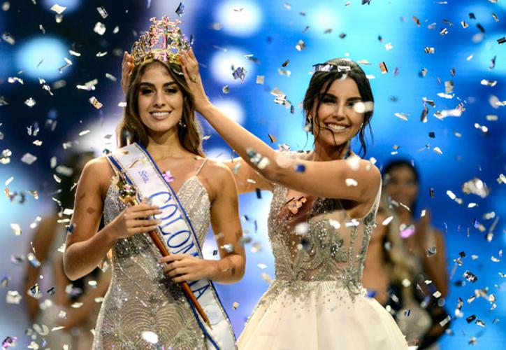 Valeria Morales, cuando fue coronada como Miss Colombia 2018