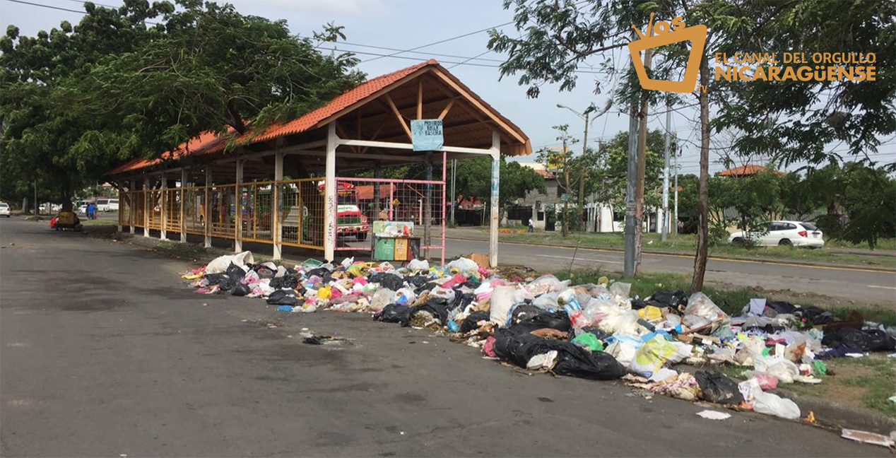 Esta parada de Villa Progreso en Managua se ha convertido en un basurero clandestino, ante la ausencia del tren de aseo. Foto: Gerall Chávez