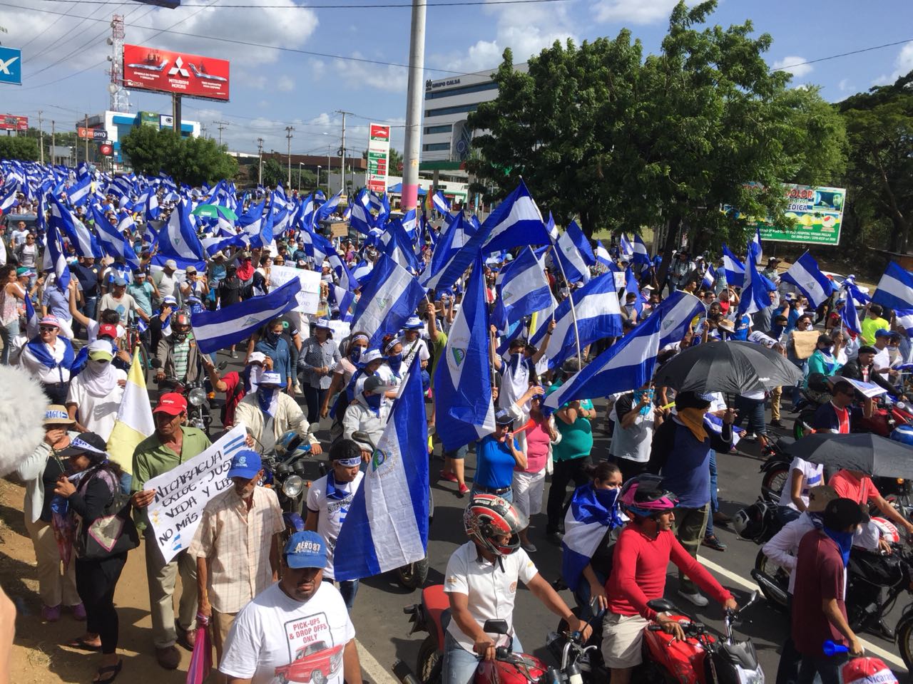 Marcha en Managua para exigir la libertad de los presos políticos. Foto: Gerall Chávez