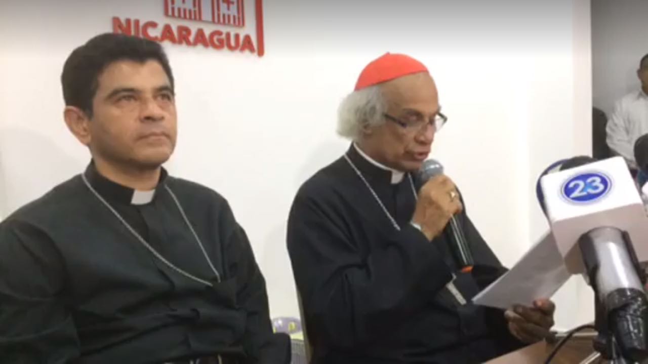Cardenal Leopoldo Brenes, en lectura del comunicado de la Conferencia Episcopal de Nicaragua.
