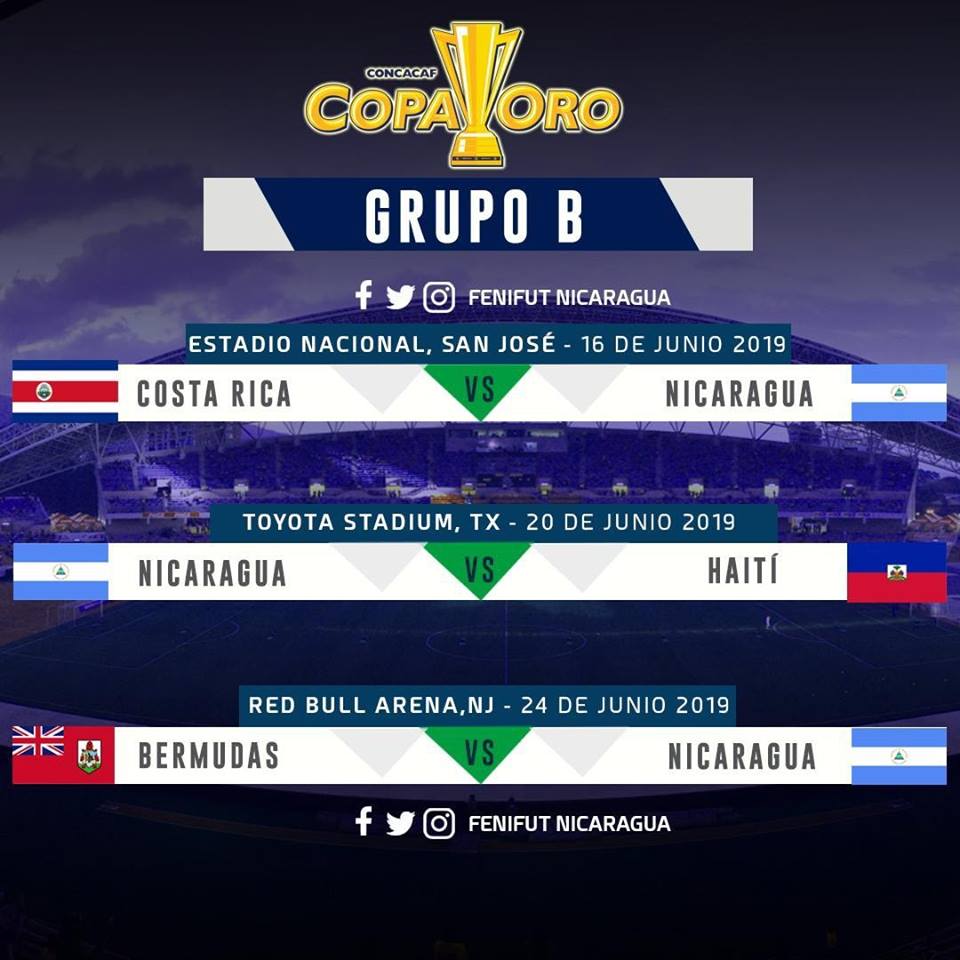 Calendario de Nicaragua en la Copa Oro 