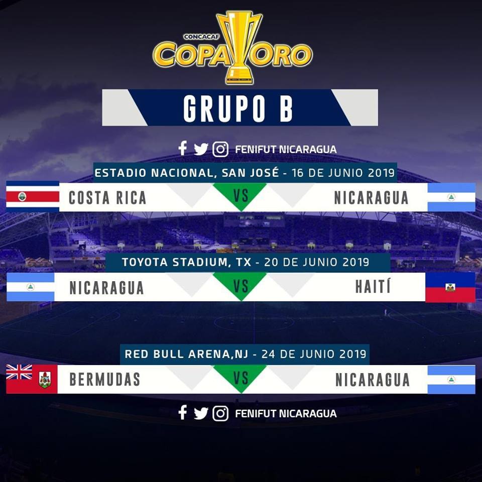 Calendario de Nicaragua en la Copa Oro 