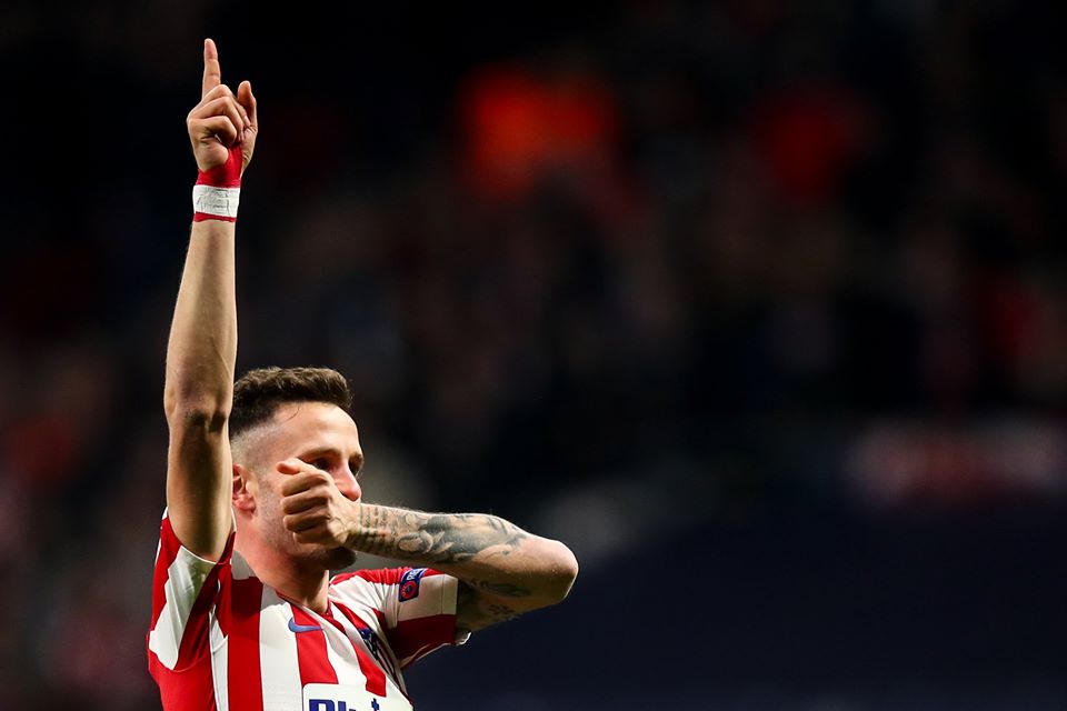 Saúl celebra el gol del triunfo para el Atlético 