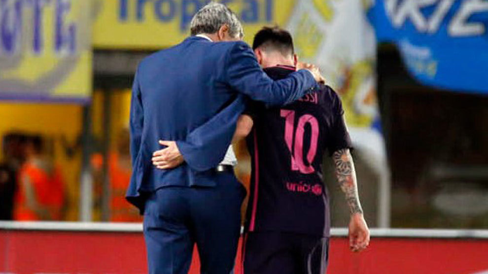 Messi tiene buena relación con Quique Setién 