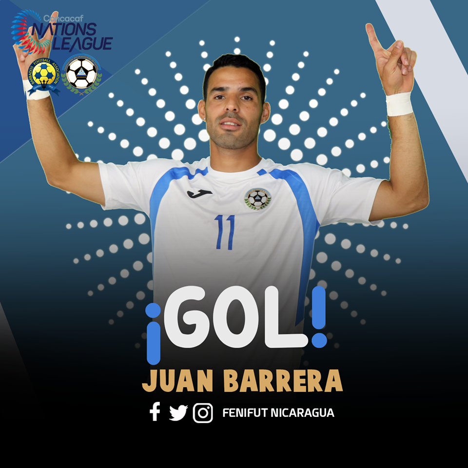 Juan Barerra una vez más anota el gol del triunfo para Nicaragua