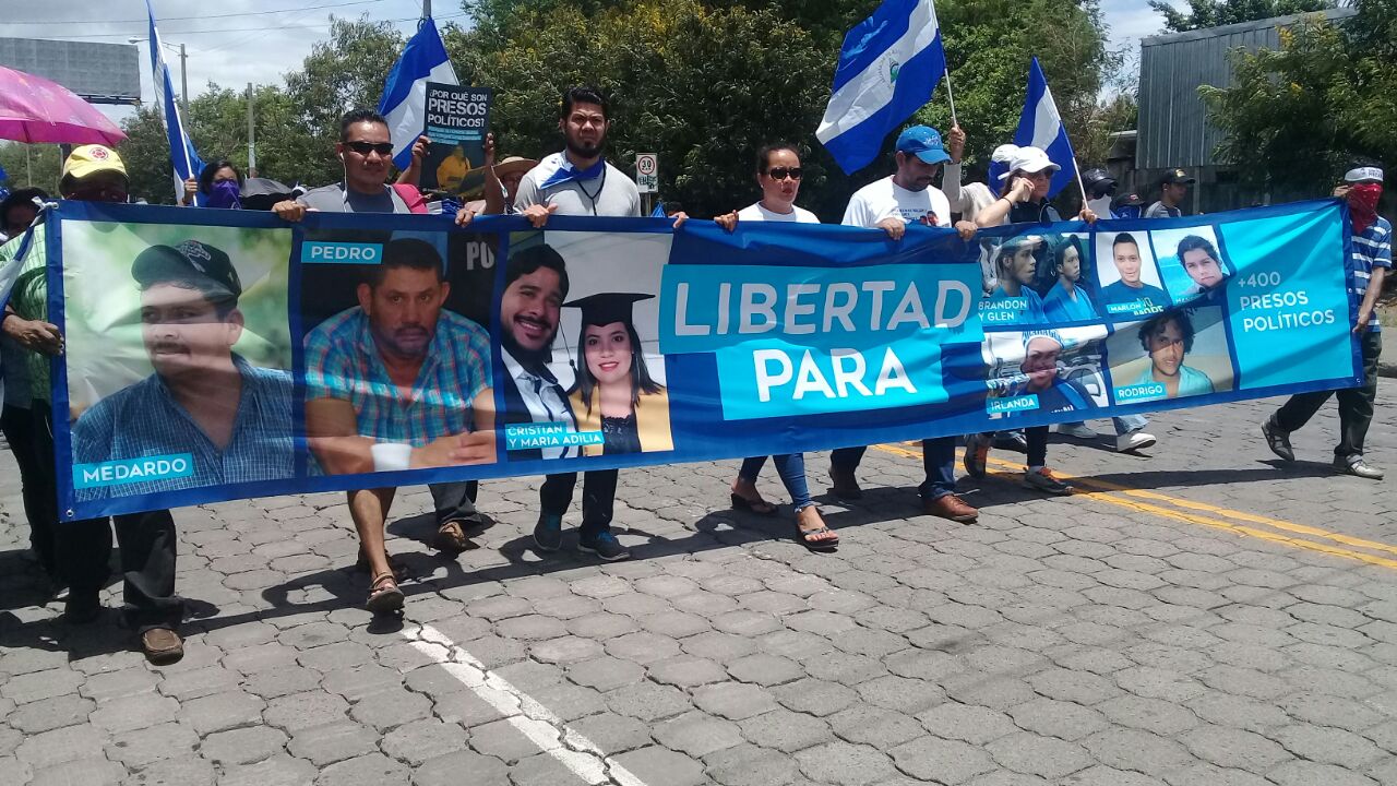 Marcha por los presos políticos en Nicaragua 