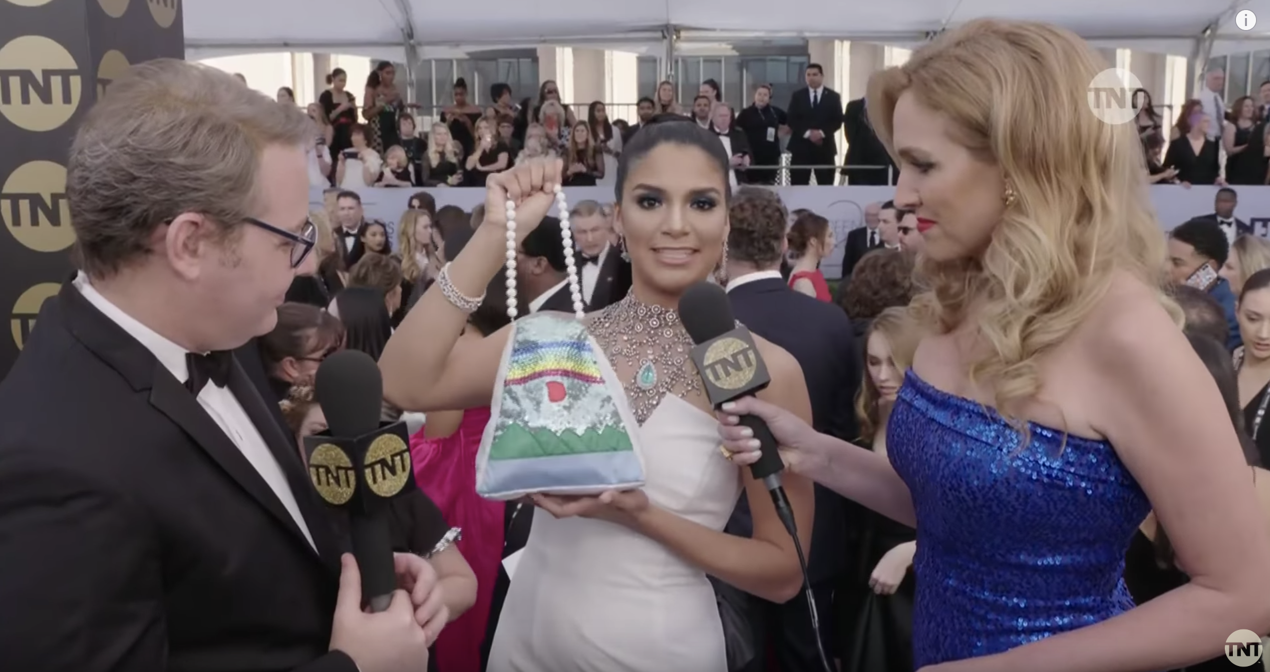 El bolso que utilizó en la alfombra roja de los SAG AWARDS / Captura de pantalla de TNT 