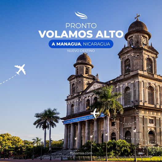 La publicidad que ha colocado Sansa en sus redes sociales sobre la apertura de vuelos a Managua desde Costa Rica