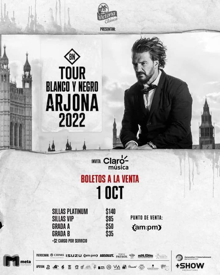 Anuncian los precios para el concierto de Ricardo Arjona en Nicaragua