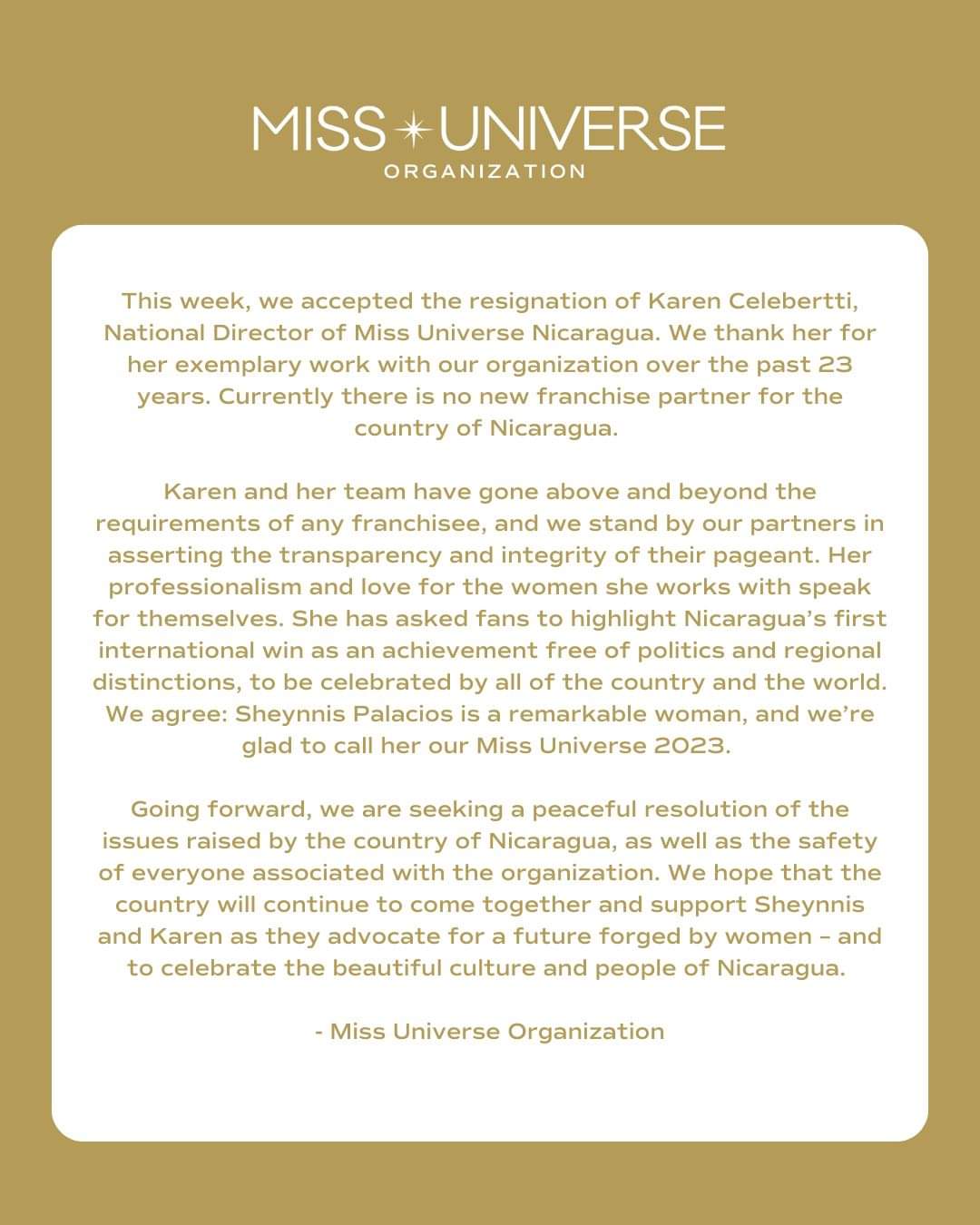 Miss Universo acepta renuncia de Karen Celebertti, directora de Miss Nicaragua - Vos TV