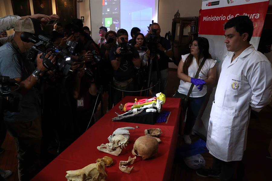 Profesionales del Instituto de Medicina Legal y Ciencias Forenses participan en la presentación de los resultados del peritaje./ EFE